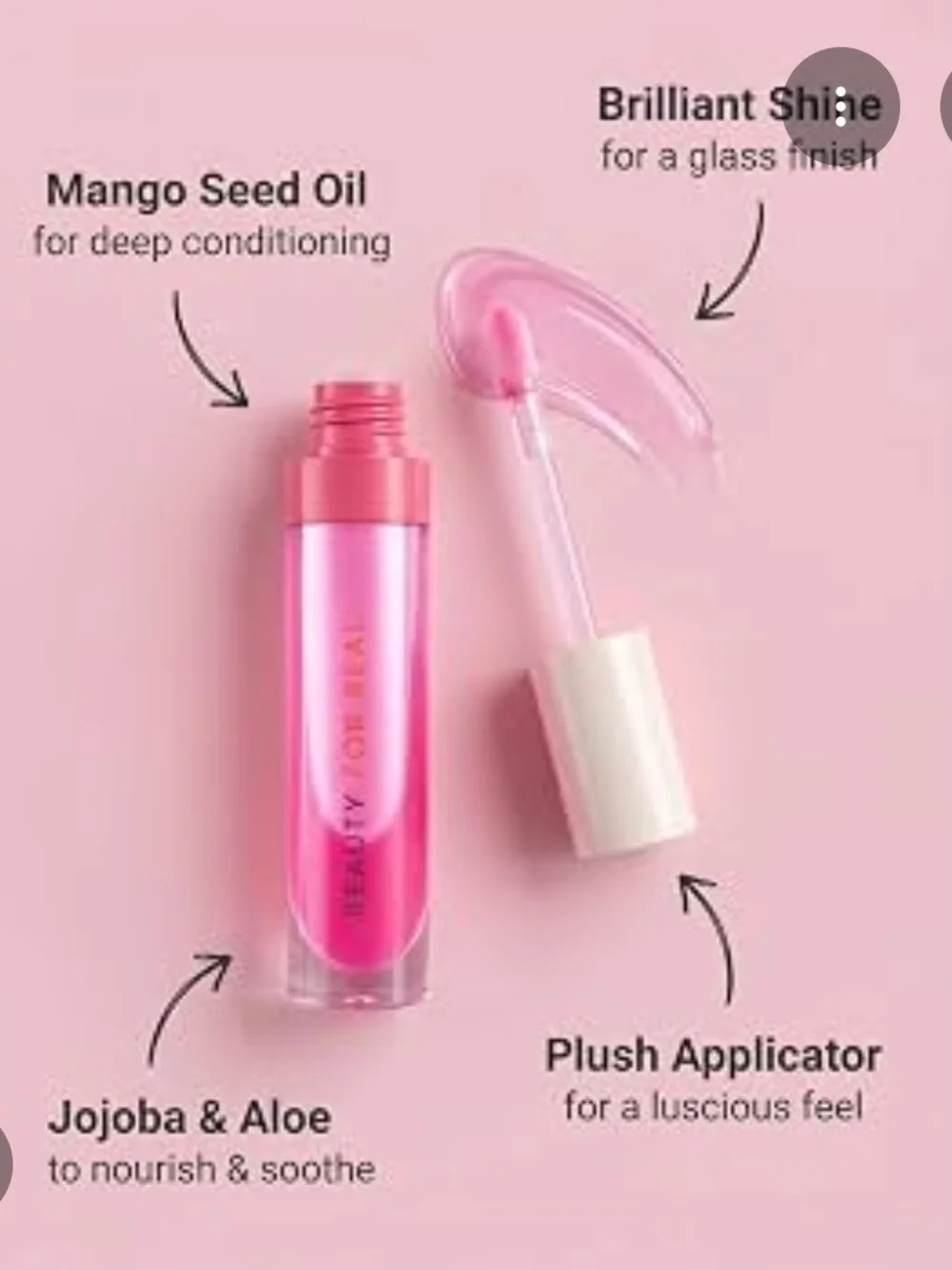 Beauty For Real Lip Revival Hi-Shine Hydrating Lip Oil- Strawberry Field BNIB